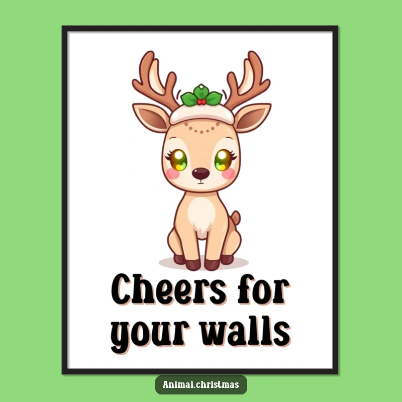 Funny Kawaii Deer Digital Art Print: Glowing Eyes - Instant Funny Gift