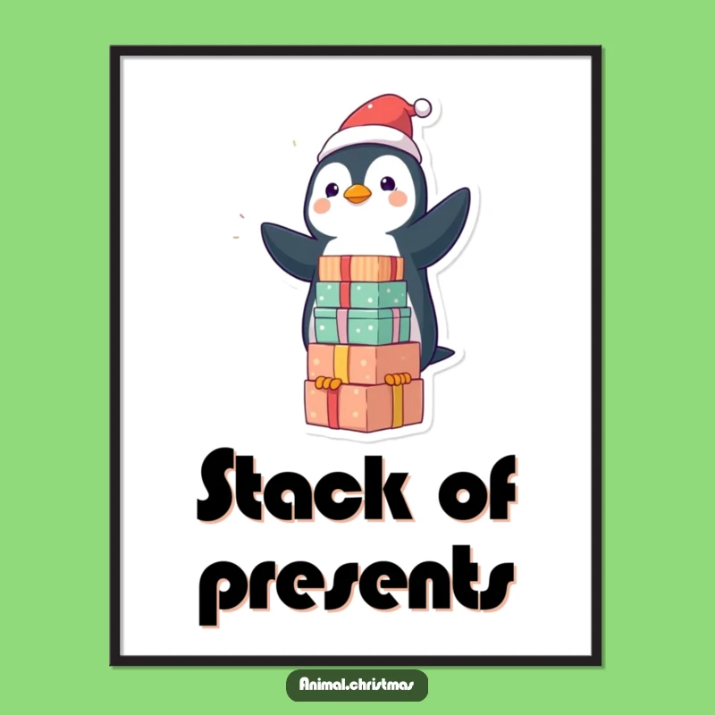Funny Kawaii Penguin Gift Digital Art: Hilarious Holiday Decor Download