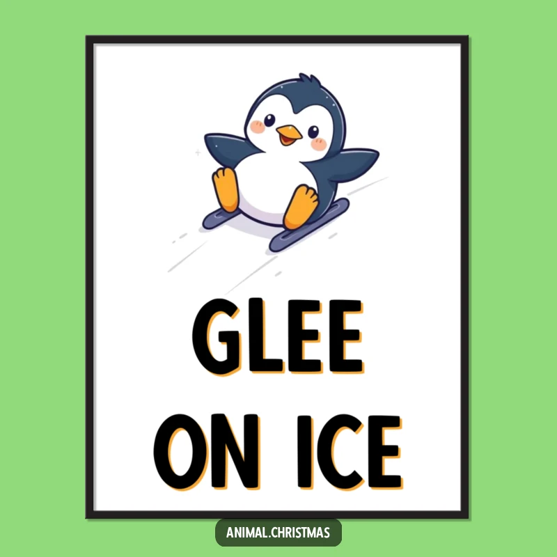 Funny Kawaii Penguin Hill Digital Art: Instant Winter Glee Download