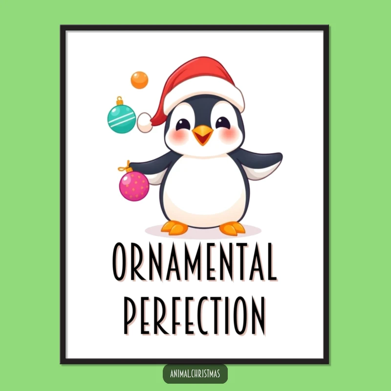 Funny Penguin Juggling Digital Art: Instant Holiday Cheer for Festive Wall Decor