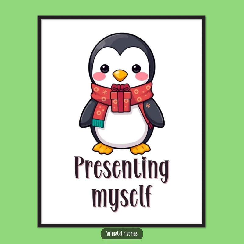Funny Penguin Scarf Print - Instant Cute Christmas Decor Gift