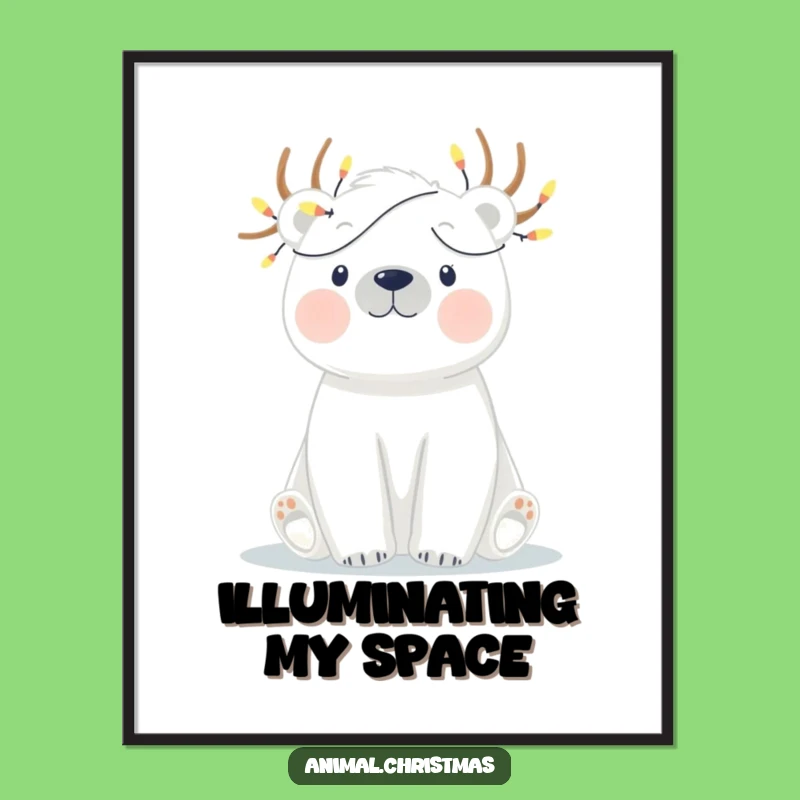 Funny Polar Bear Lights Print - Instant Holiday Decor Gift