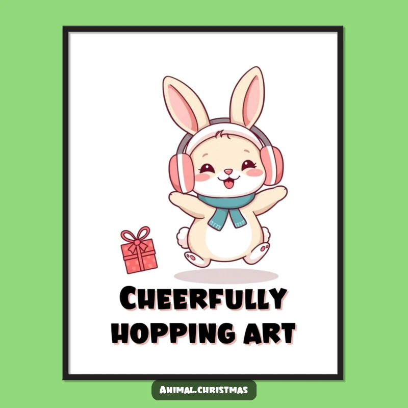 Funny Rabbit Earmuffs Digital Art: Hopping Cheer Decor, Funny Gift