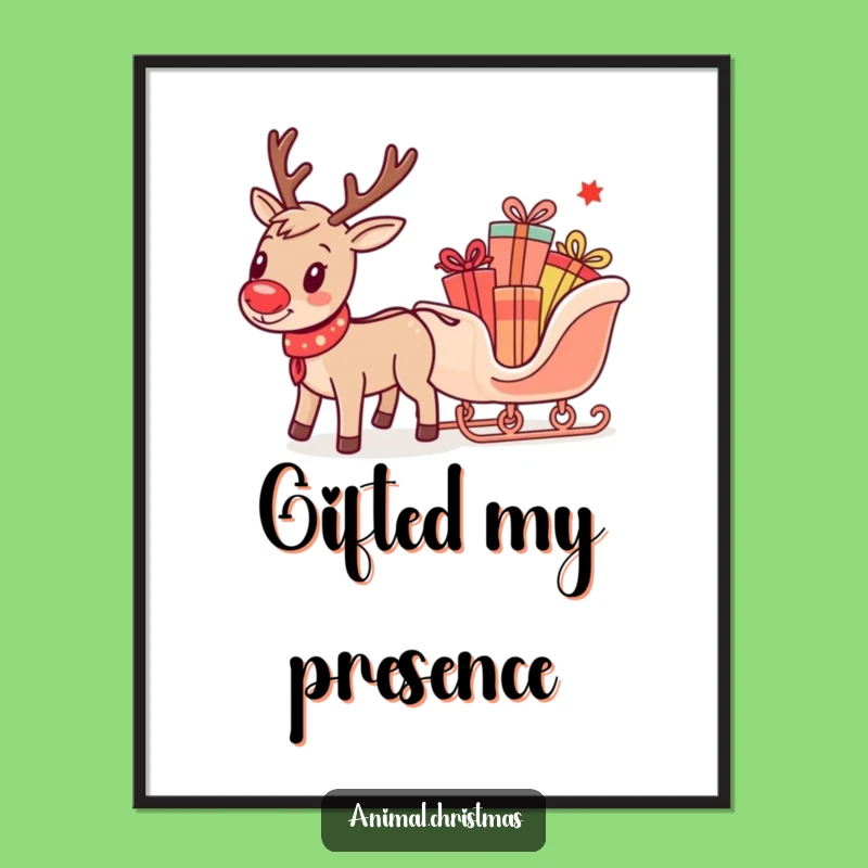 Funny Reindeer Sleigh Digital Art: Instant Holiday Cheer and Humorous Wall Decor
