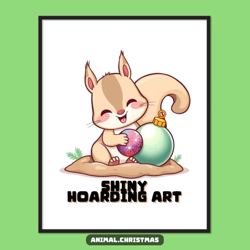 Funny Squirrel Ornament Digital Art: Happy Hoarder Decor, Perfect Funny Gift