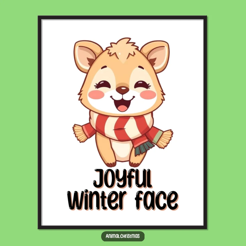 Funny Festive Animal Scarf Digital Art Print: Instant Holiday Cheer for Your Walls, a Perfect Gift!