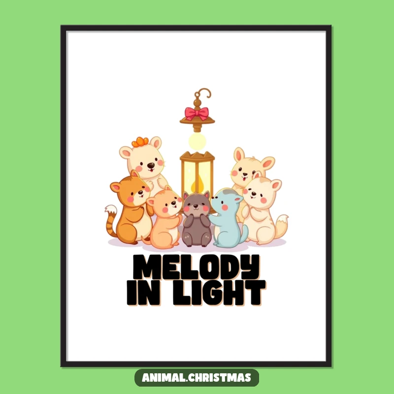Funny Animal Carolers Digital Art Print - Instant Festive Wall Decor