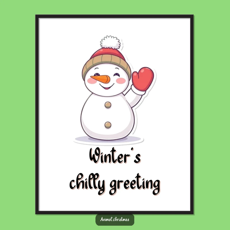 Funny Snowman Digital Art Print: Cheerful Winter Decor for Instant Joyful Ambiance