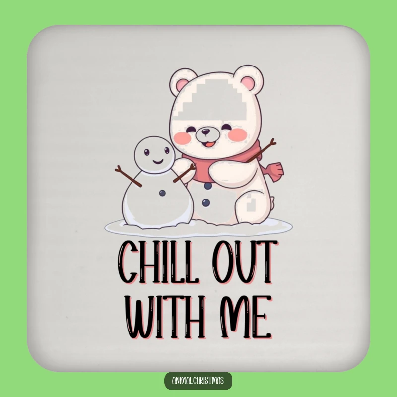 Funny Kawaii Bear Snowman Coaster Set: Protect Surfaces with Winter Cheer