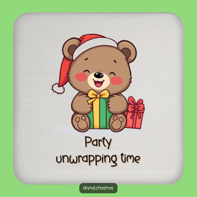 Funny Bear Santa Coasters: Festive Drink Protection, Hilarious Gift Unwrapping, Perfect Gift