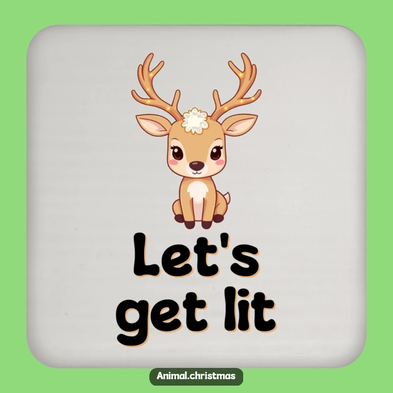 Funny Deer Lights Drink Coaster: Protect Surfaces with Twinkling Charm