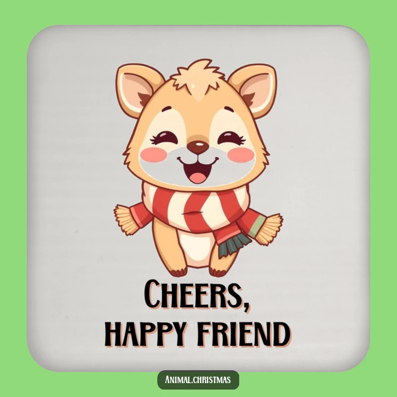 Funny Festive Animal Scarf Drink Coaster: Protect Surfaces with Cheer, a Fun Gift!