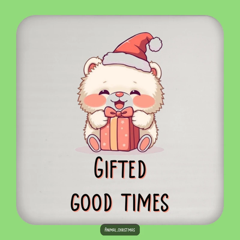 Funny Fluffy Animal Santa Hat Coaster: Protect Surfaces with This Hilarious Gift