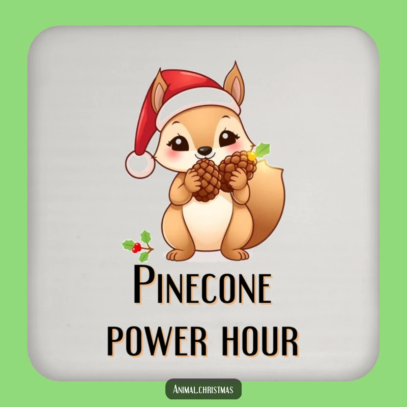 Funny Santa Squirrel Drink Coaster: Protect Surfaces with Festive Holiday Charm