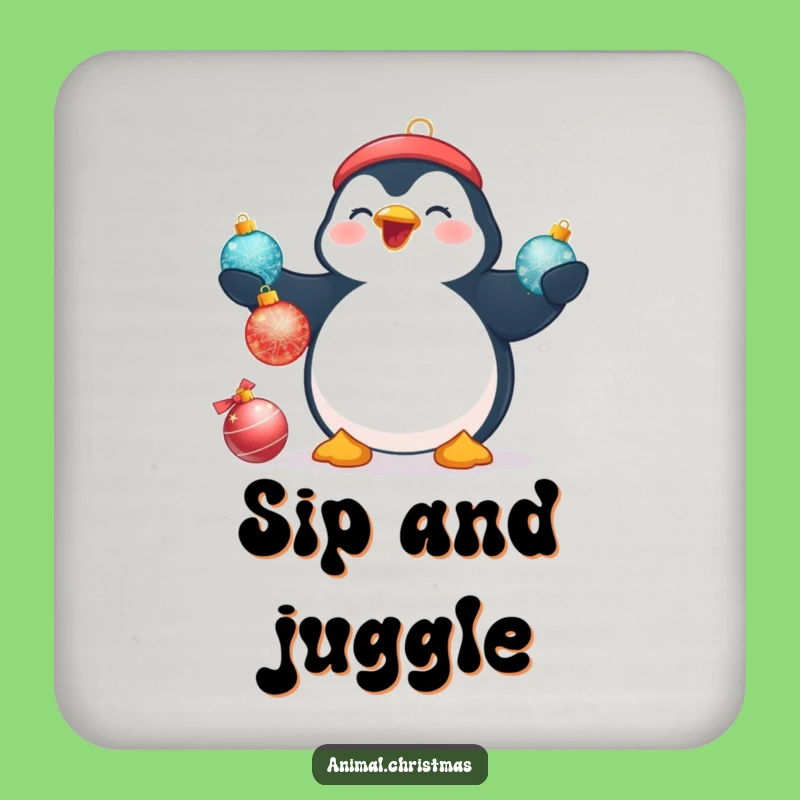 Funny Penguin Juggling Coaster - Protect Surfaces With Fun