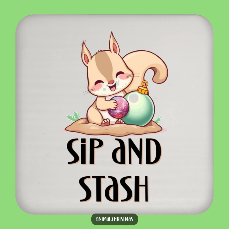 Funny Squirrel Ornament Coaster: Happy Hoarder Protection, Funny Gift