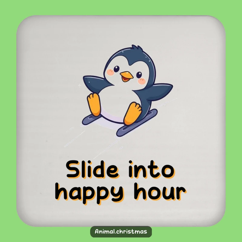 Funny Kawaii Penguin Hill Coaster Set: Protect Surfaces with Winter Fun
