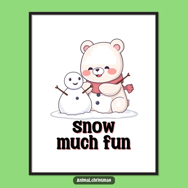 Funny Kawaii Bear Snowman Poster: Bring Winter's Joy Indoors
