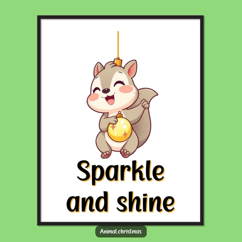 Funny Kawaii Squirrel Ornament Poster: Hilarious Wall Art for Festive Homes