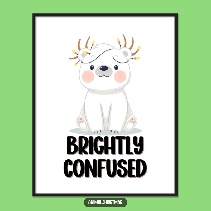 Funny Polar Bear Lights Poster - Festive Wall Art Gift Idea