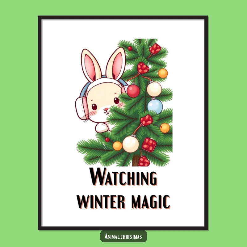 Funny Rabbit Earmuffs Poster - Charming Winter Wall Art Gift