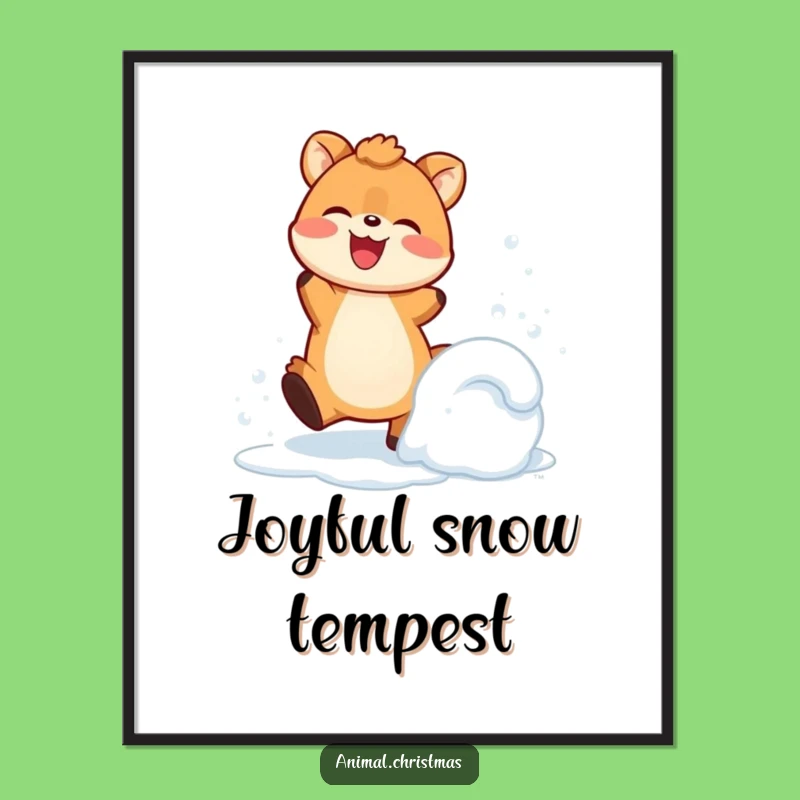 Funny Snow Kicking Animal Poster: Energetic Winter Wall Art, a Perfect Comical Decor Gift!