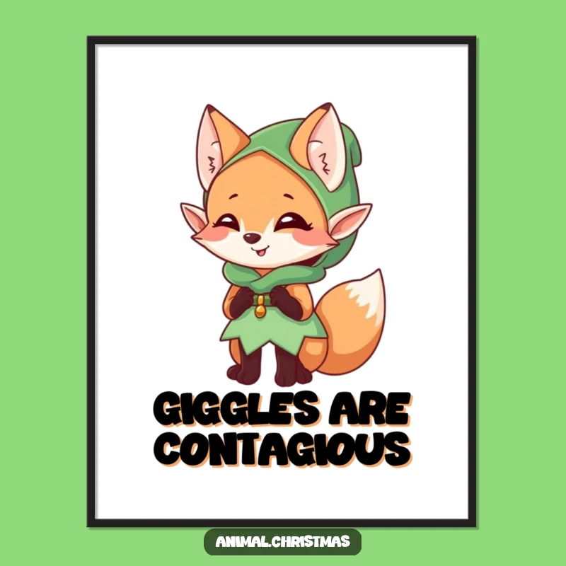Funny Elf Fox Poster: Add Mischievous Giggles and Charm to Your Walls