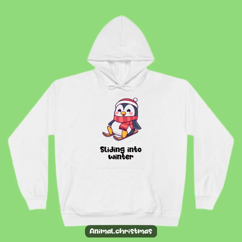 Cozy Funny Penguin Sliding Hoodie: Warm Winter Fun, Hilarious Snowy Hill Design, Perfect Gift