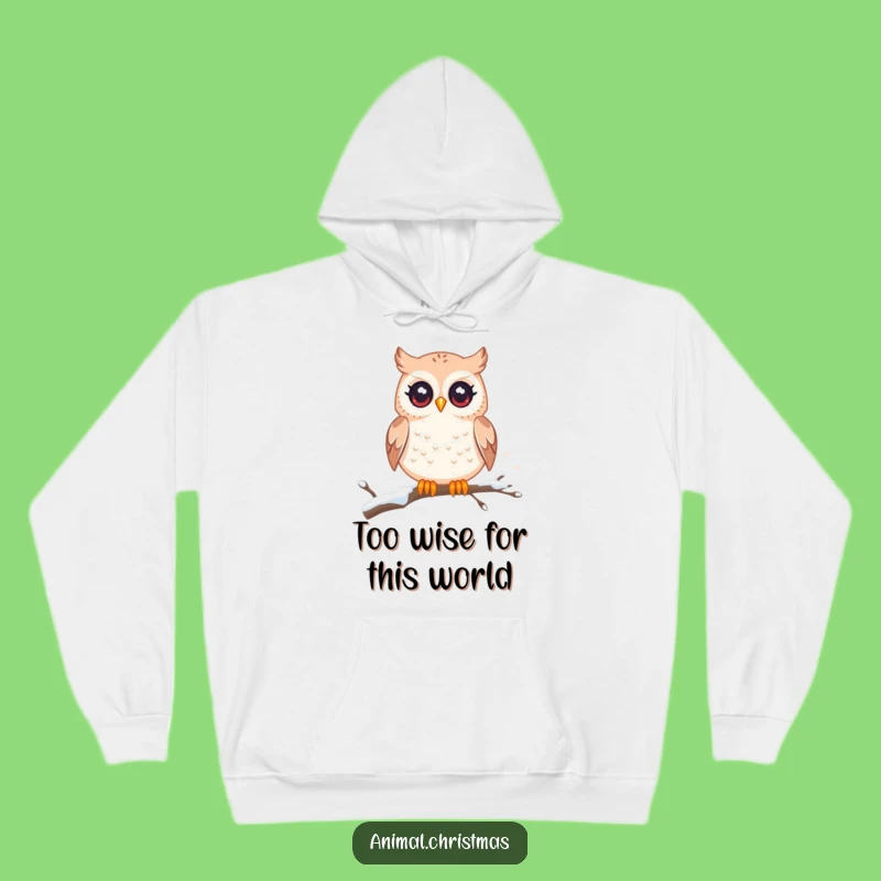 Funny Kawaii Owl Hoodie: Cozy Twinkling Eyes, Snowy Branch - Great Funny Gift