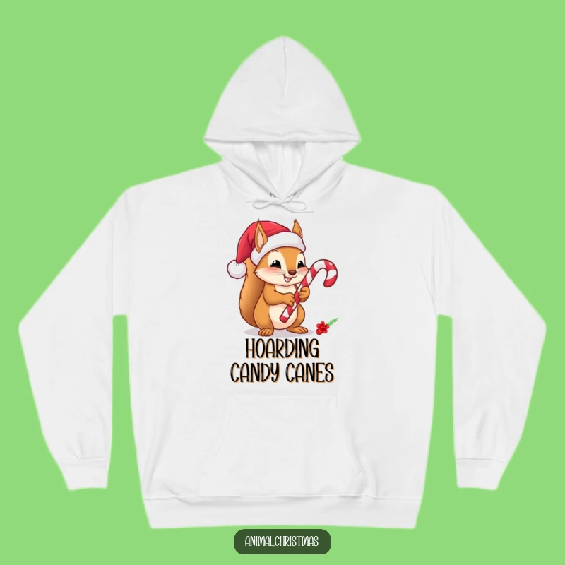 Funny Squirrel Candy Cane Hoodie - Cozy Festive Christmas Sweet Humor