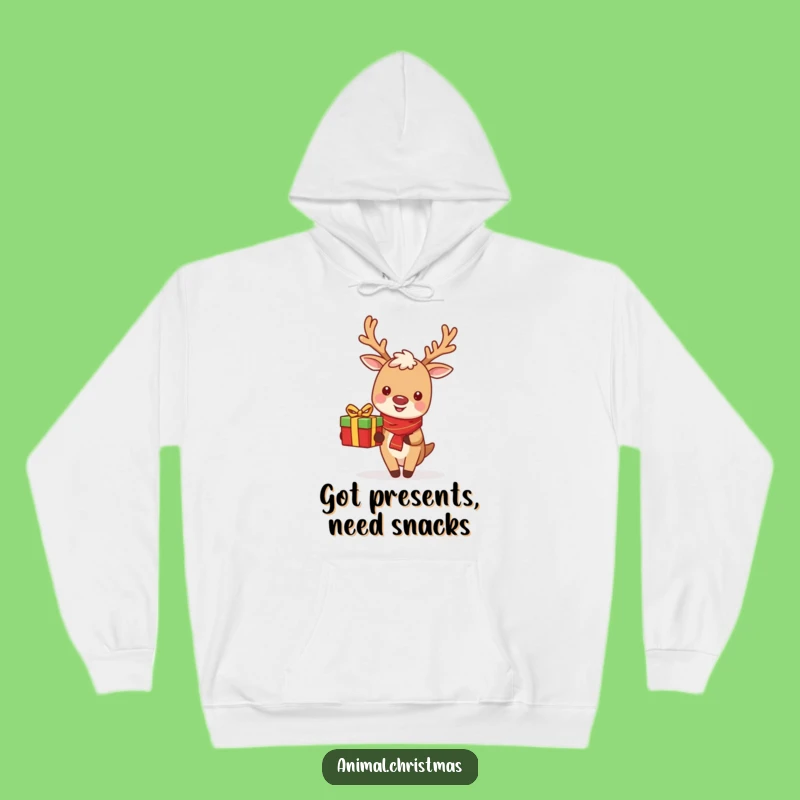 Cozy Funny Reindeer Hoodie - Cheerful Gift Delivery for Winter Comfort