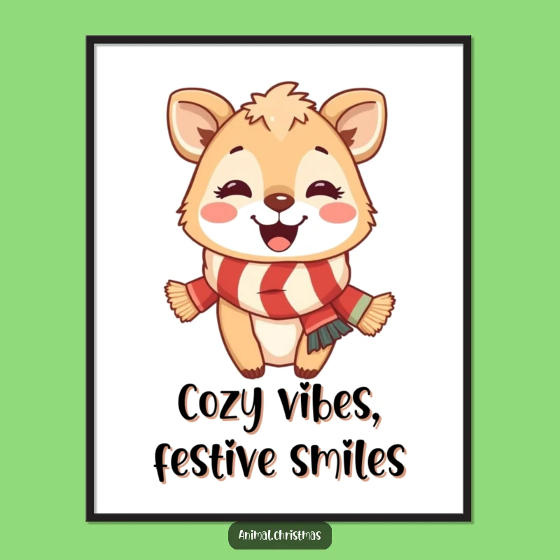 Free Printable Wall Art: Cheerful Scarf Animal, Festive Downloadable Decor