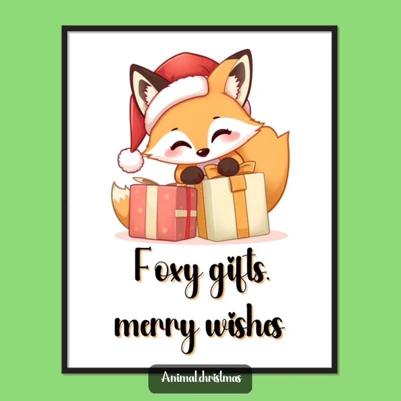 Funny Fox Christmas Art: Free Printable Downloadable Gift for Festive Home Decor!