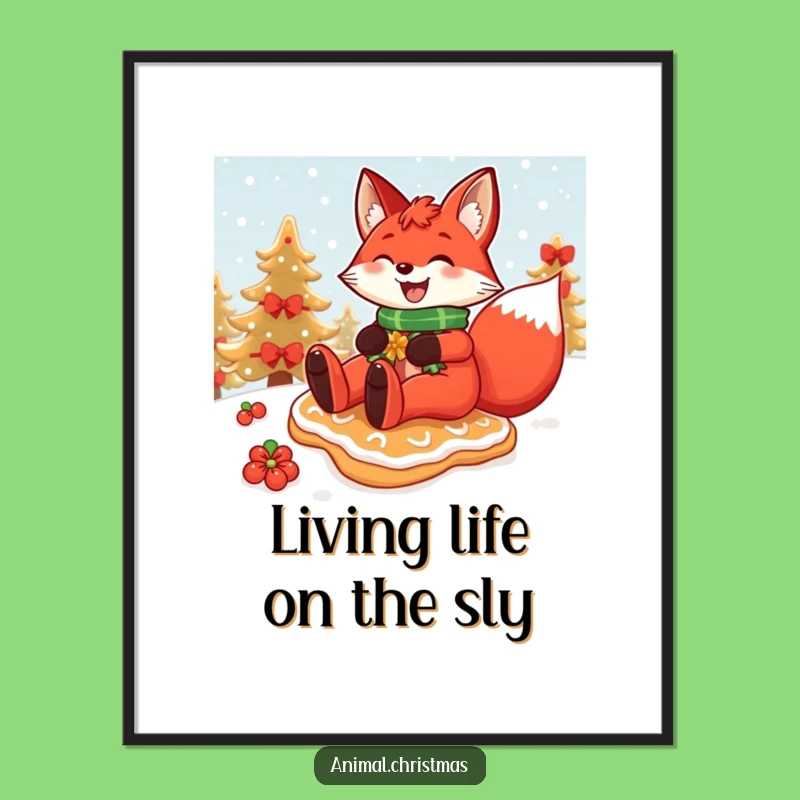 Funny Free Printable Fox Art: Gingerbread Slide Downloadable Decor!