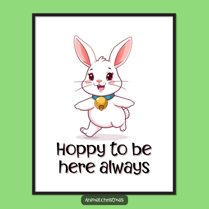 Funny Free Printable Wall Art: Hopping Rabbit, Festive Downloadable Art for Whimsical Decor!