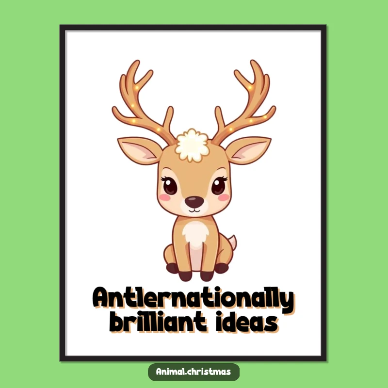 Funny Free Printable Wall Art: Twinkling Deer, Festive Lights, Downloadable Art for Enchanting Decor!