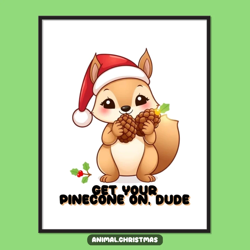 Funny Free Printable Wall Art: Santa Squirrel, Glowing Pinecone, Downloadable Art for Festive Decor!