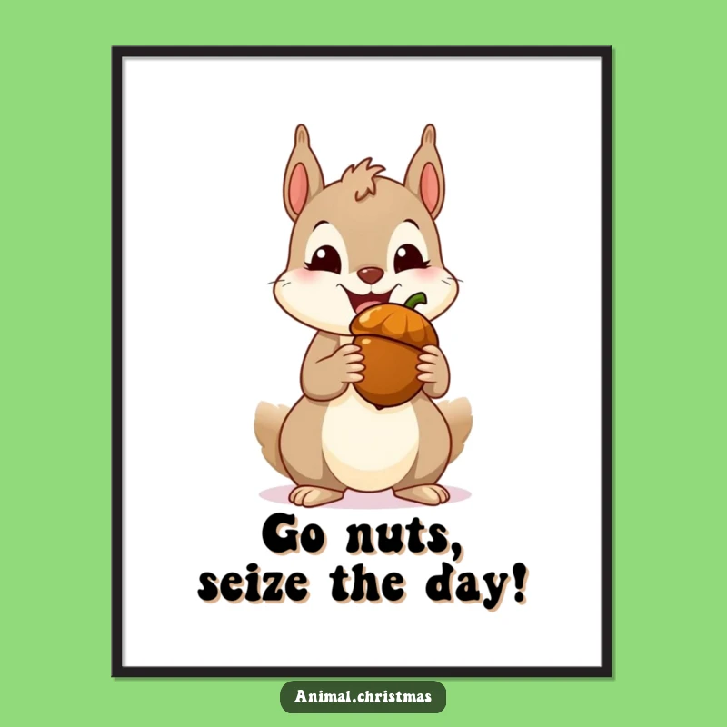 Funny Printable Wall Art: Happy Squirrel Acorn Feast - Free Downloadable Decor