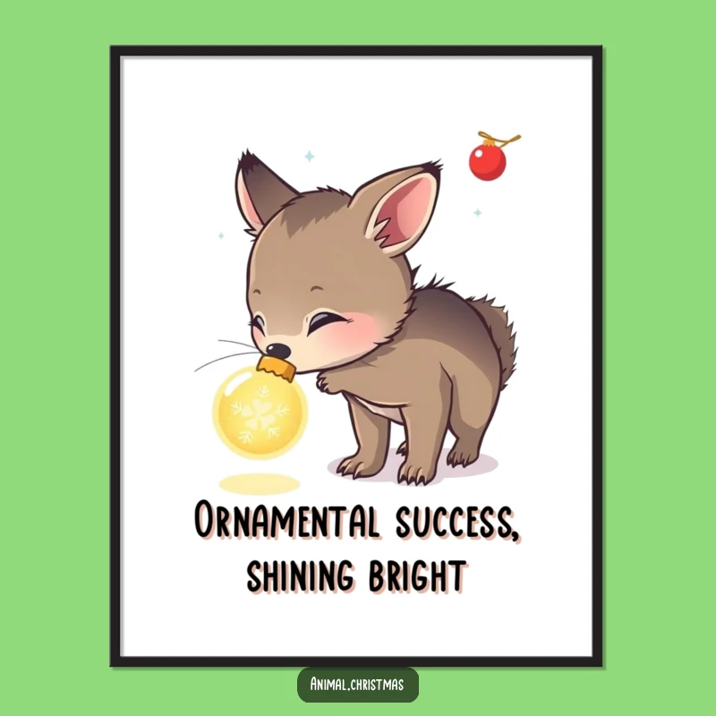 Free Printable Wall Art: Curious Animal Sniffing Glowing Ornament Art