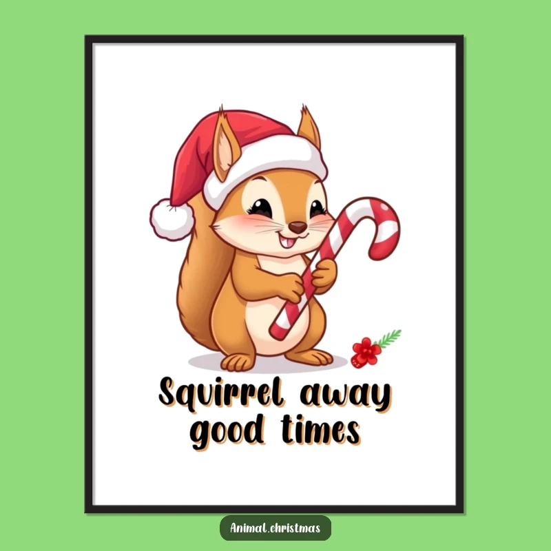 Festive Squirrel Art: Free Printable Downloadable Gift for a Whimsical Yuletide Vibe!