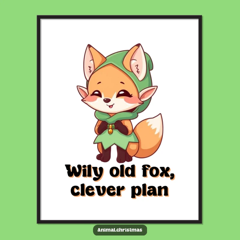 Funny Free Printable Wall Art: Mischievous Elf Fox, Downloadable Art for Playful Decor!