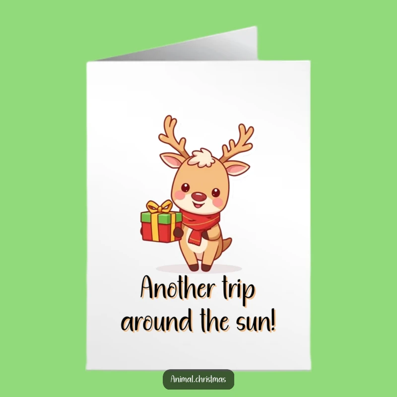 Free Printable Birthday Card: Cute Reindeer Gift Delivery Funny Downloadable Greeting