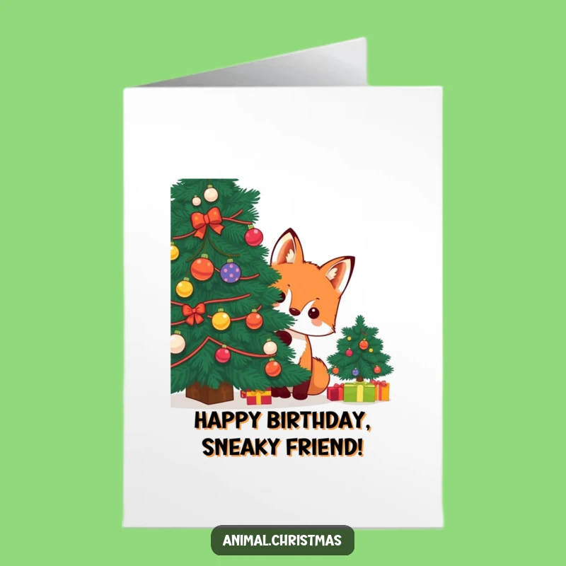 Free Printable Birthday Card: Funny Fox Peeking DIY Downloadable
