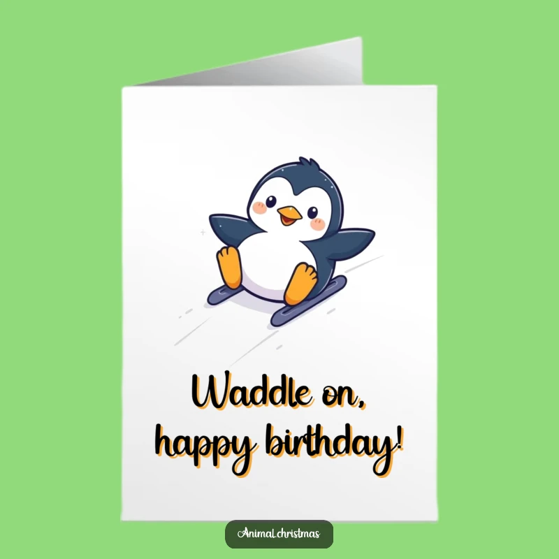 Free Printable Birthday Card: Glee-ful Kawaii Penguin Slides Into Your Birthday!