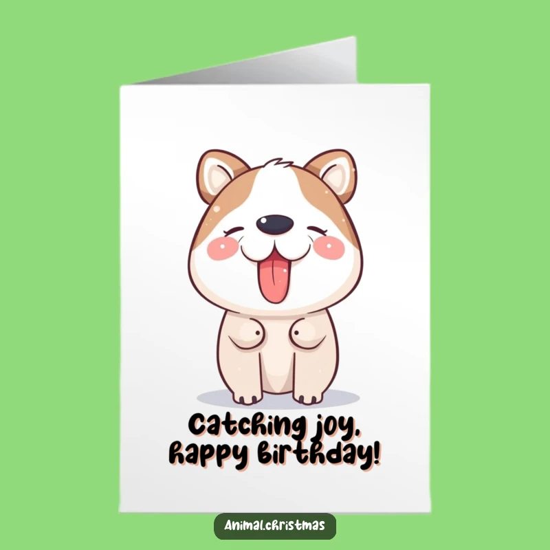 Free Printable Birthday Card: Snowflake Catching Animal, Winter Fun LOL Gift