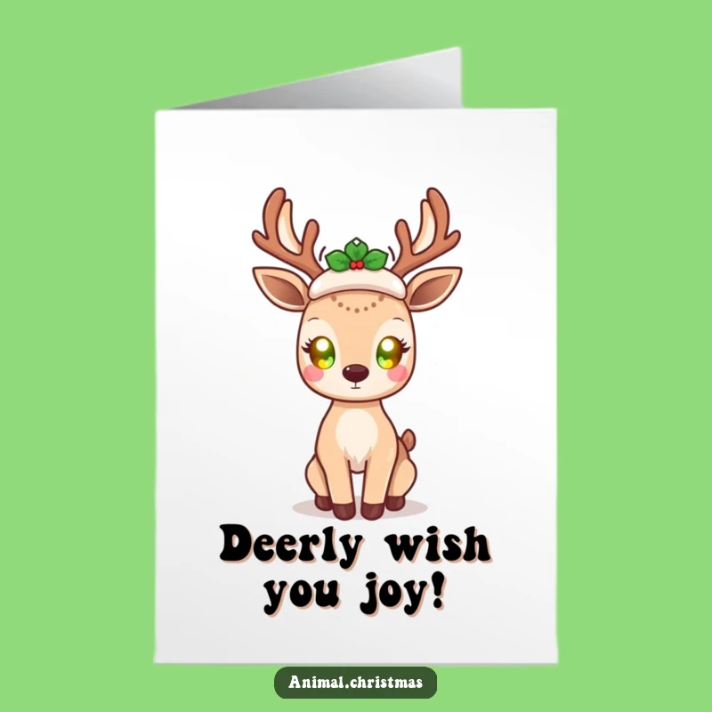 Free Printable Funny Deer Birthday Card: Kawaii Deer with Glow for Joyful Download