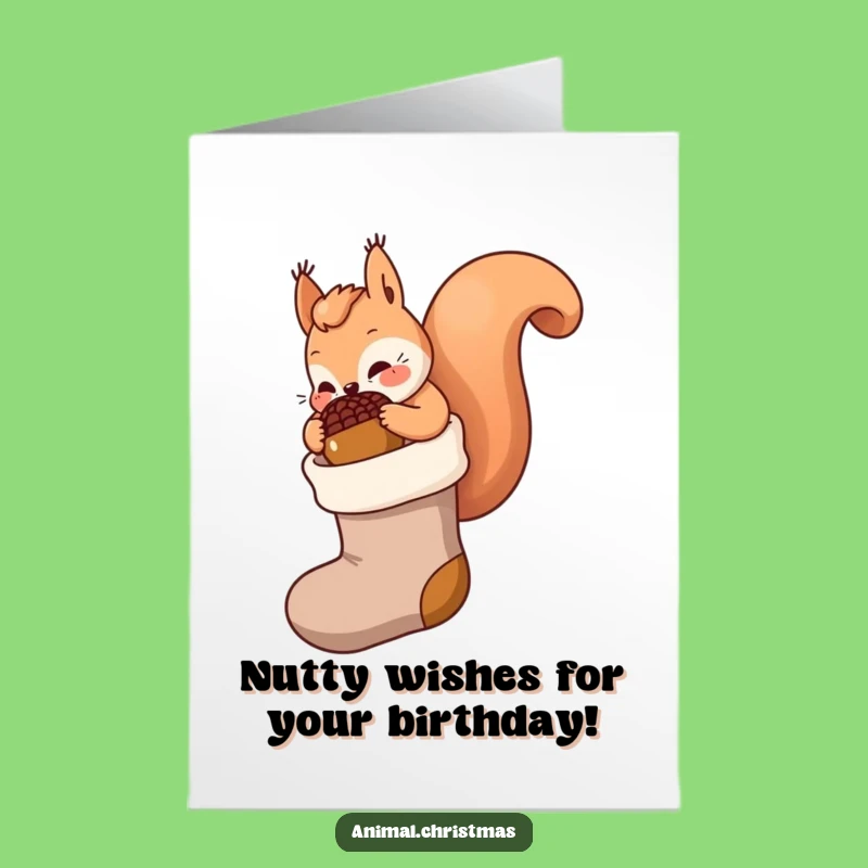 Free Printable Funny Squirrel Birthday Card: Kawaii Nutty Squirrel for Hilarious Gift Giving