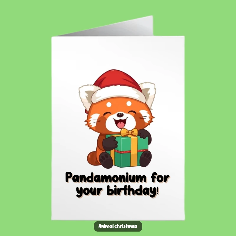 Free Printable Birthday Card: Red Panda Unwraps Joy - Downloadable Gift Laughs