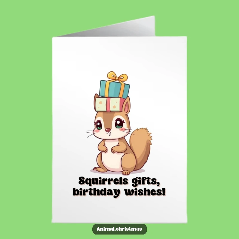 Funny Free Printable Squirrel Birthday Card: Present Pile Surprise Download!