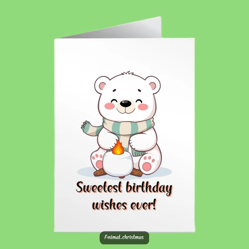 Free Printable Birthday Card: Polar Bear Marshmallow Roast Funny Downloadable Greeting